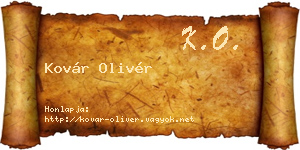 Kovár Olivér névjegykártya